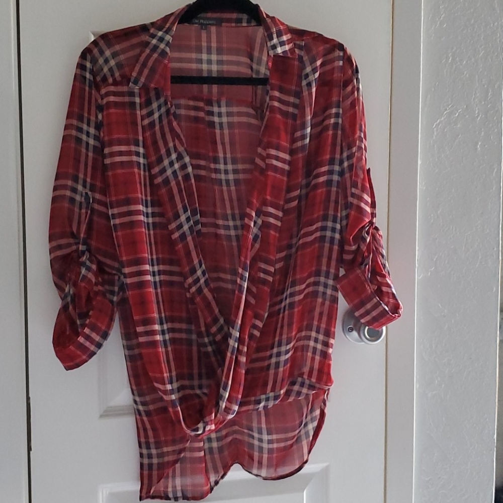 Sheer plaid shirt
